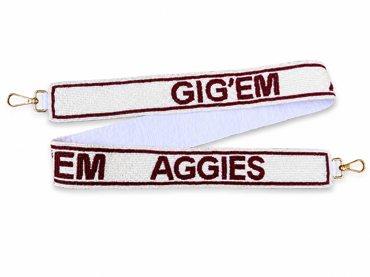 Wide Gig ‘em Aggies purse strap